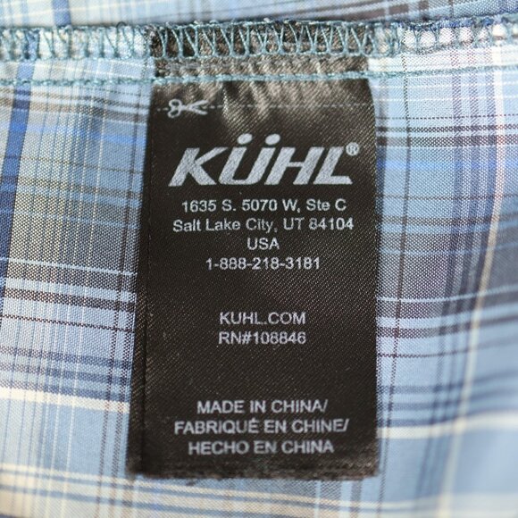 Kuhl Eluxur Shirt Mens 2XL Blue‎ Plaid Short Sleeve Outdoor Hiking Performance - Picture 10 of 12